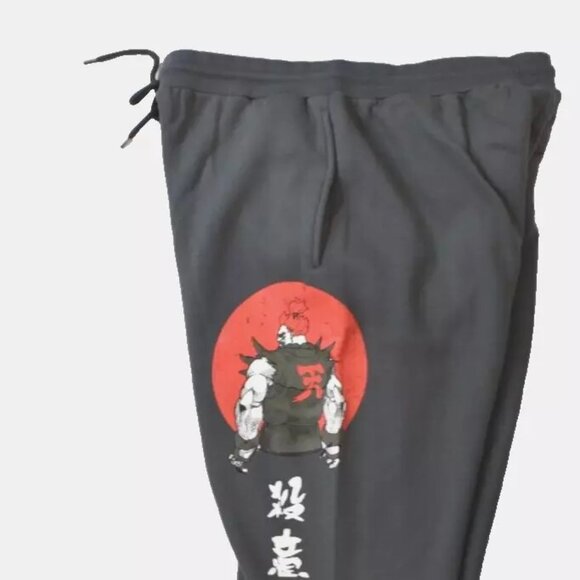 Graph Mens Capcom Street Fighter Akuma Kanji Image Jogger Pants New - Picture 4 of 9